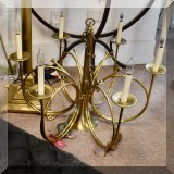 L05. Frederick Cooper 6-light hunting horn chandelier. 24”w 